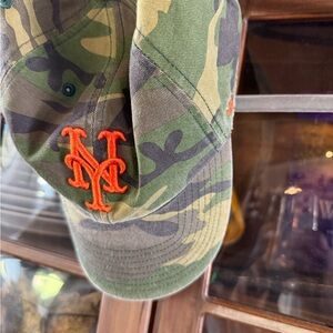 NY METS Camo Baseball Cap with Orange Logo